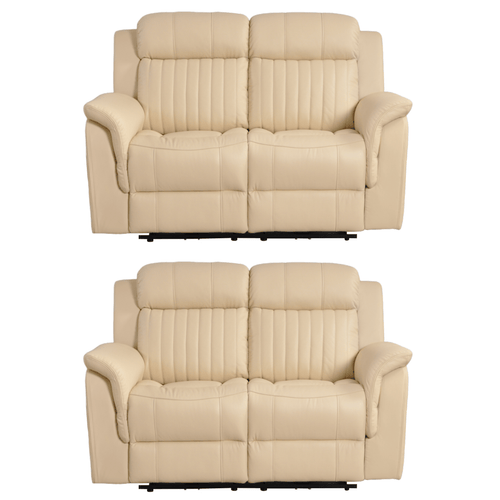 Cidliano Genuine Leather Cream Electric Power Recliner 2+2 Seater Sofa  Set