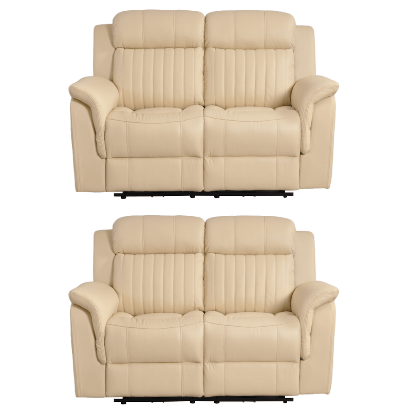 Cidliano Cream 2+2 Sofa Set – front-facing cream-colored two two-seater sofas on a white background.