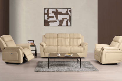 Cidliano Genuine Leather Cream Electric Power Recliner 3+1+1 Seater Sofa Set