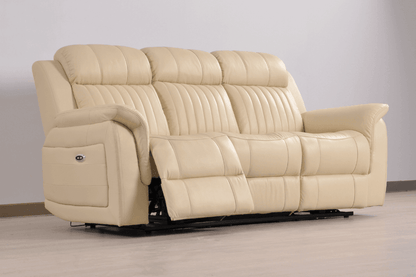 Cidliano Genuine Leather Cream Electric Power Recliner 3+1+1 Seater Sofa Set
