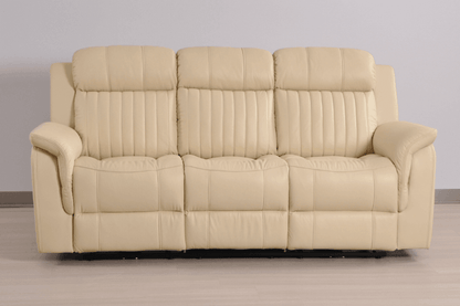 Cidliano Genuine Leather Cream Electric Power Recliner 3+1+1 Seater Sofa Set