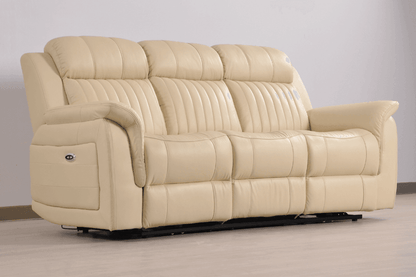 Cidliano Genuine Leather Cream Electric Power Recliner 3+1+1 Seater Sofa Set