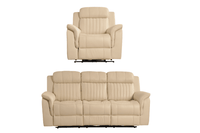 Cidliano Genuine Leather Cream Electric Power Recliner 3+1 Seater Sofa Set