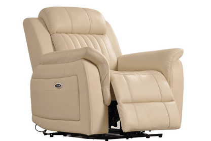 Cidliano Genuine Leather Cream Electric Power Recliner 3+1 Seater Sofa Set