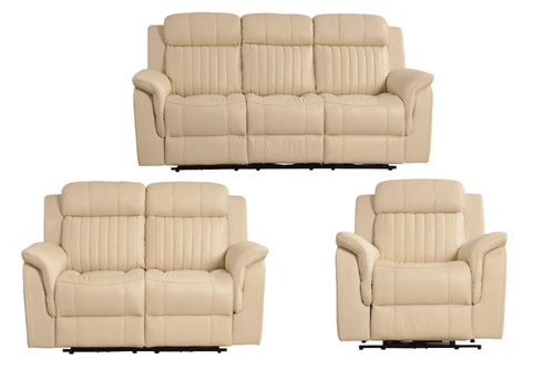 Cidliano Genuine Leather Cream Electric Power Recliner 3+2+1 Seater Sofa Set