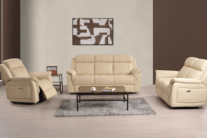 Cidliano Genuine Leather Cream Electric Power Recliner 3+2+1 Seater Sofa Set