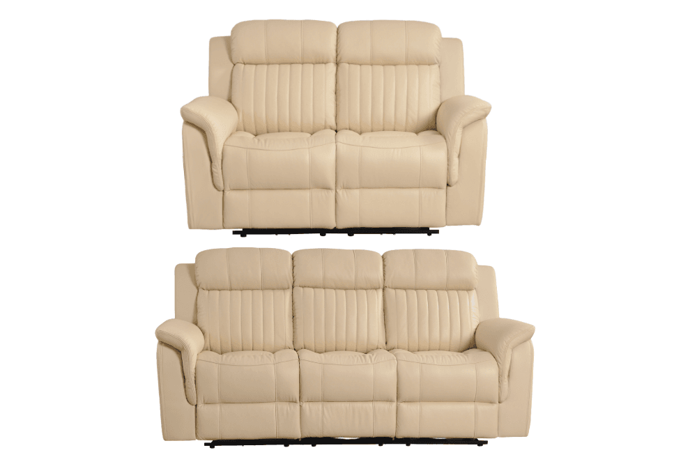 Cidliano Genuine Leather Cream Electric Power Recliner 3+2 Seater Sofa Set