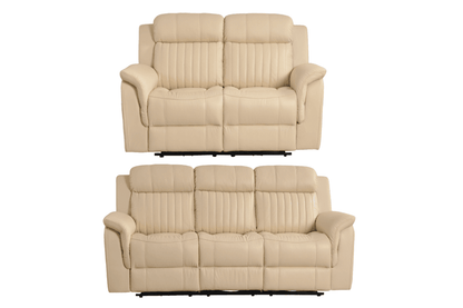 Cidliano Genuine Leather Cream Electric Power Recliner 3+2 Seater Sofa Set
