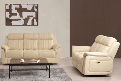Cidliano Genuine Leather Cream Electric Power Recliner 3+2 Seater Sofa Set