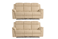 Cidliano Genuine Leather Cream Electric Power Recliner 3+3 Seater Sofa Set