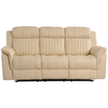 Cidliano Genuine Leather Cream Electric Recliner 3 Seater Sofa