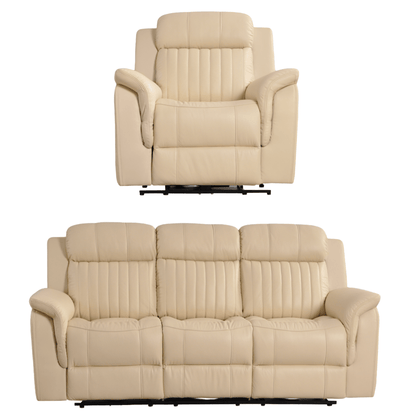Cidliano Cream 3+1 Sofa Set – front-facing cream-colored three-seater sofa and armchair on a white background.