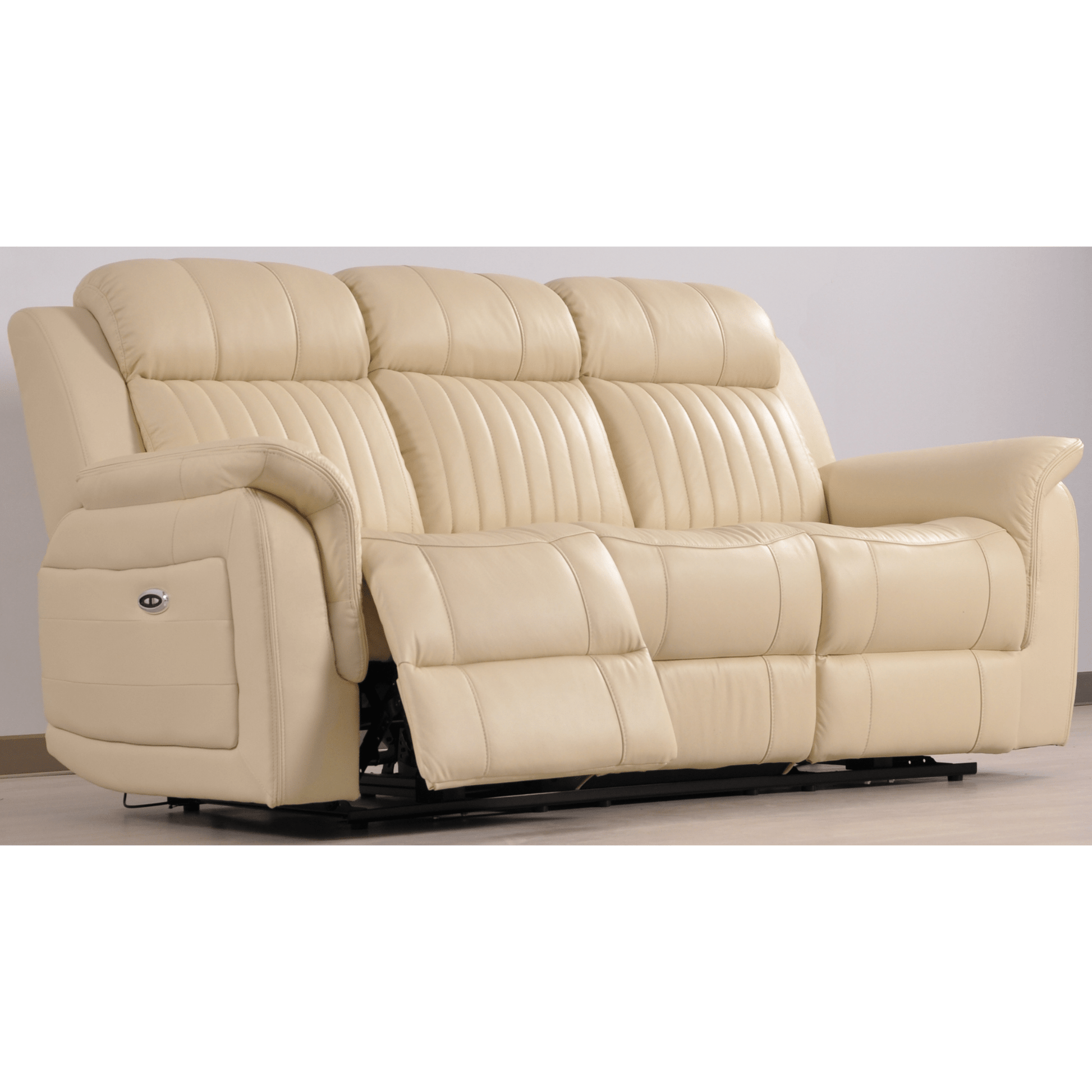 Cidliano Cream 3 Seater – angled view of a cream-colored three-seater sofa in a stylish living room setting.