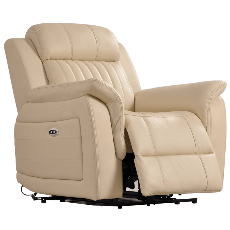 Cidliano Genuine Leather Cream Electric Power Recliner 3+2+1 Seater Sofa Set - Furniture Instore