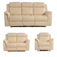 Cidliano Genuine Leather Cream Electric Power Recliner 3+2+1 Seater Sofa Set