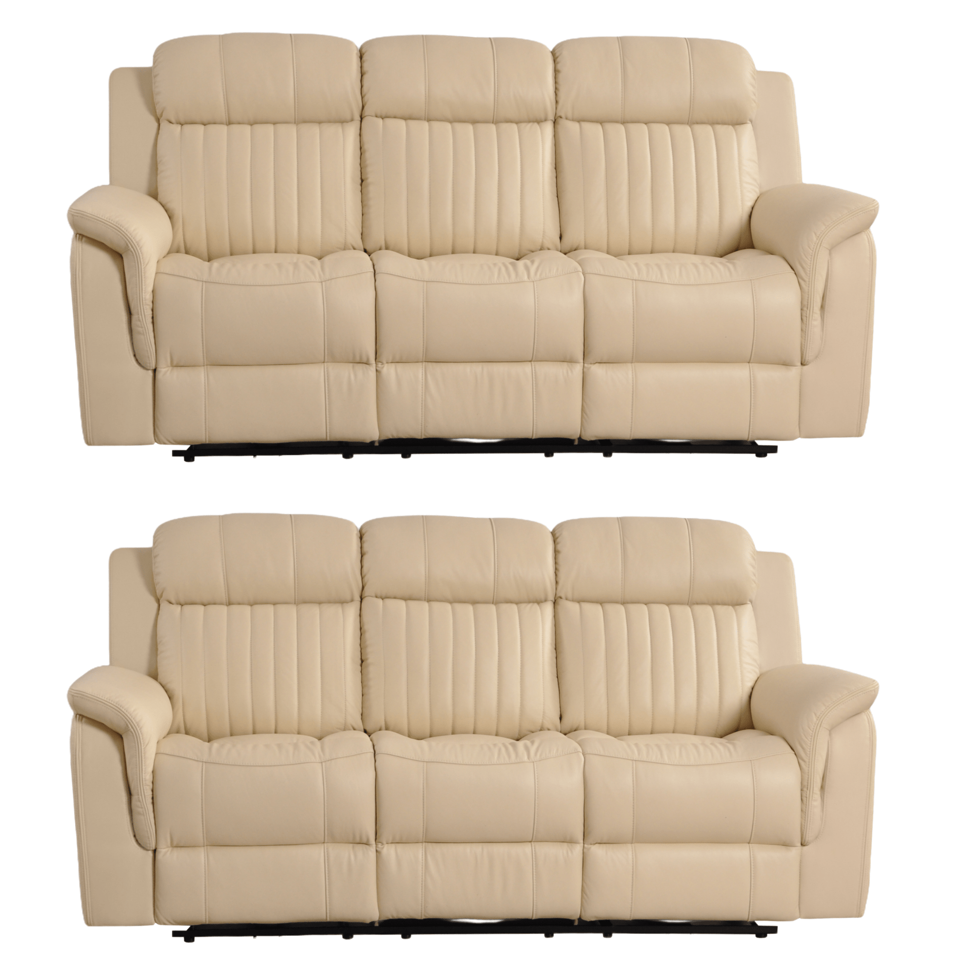 Cidliano Cream 3+3 Sofa Set – front-facing cream-colored two three-seater sofas on a white background.
