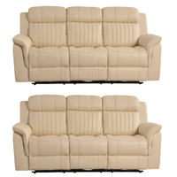 Cidliano Genuine Leather Cream Electric Power Recliner 3+3 Seater Sofa Set
