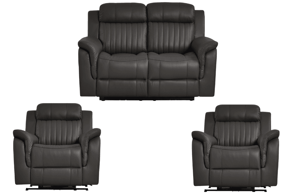 Cidliano Genuine Leather Grey Electric Power Recliner 2+1+1 Seater Sofa Set
