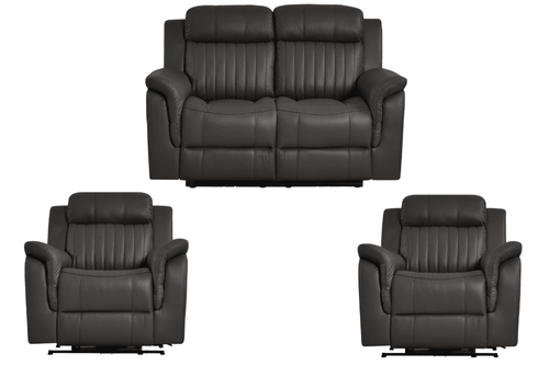 Cidliano Genuine Leather Grey Electric Power Recliner 2+1+1 Seater Sofa Set