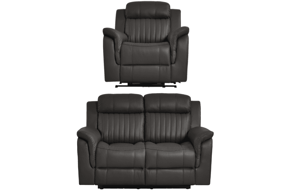 Cidliano Genuine Leather Grey Electric Power Recliner 2+1 Seater Sofa Set