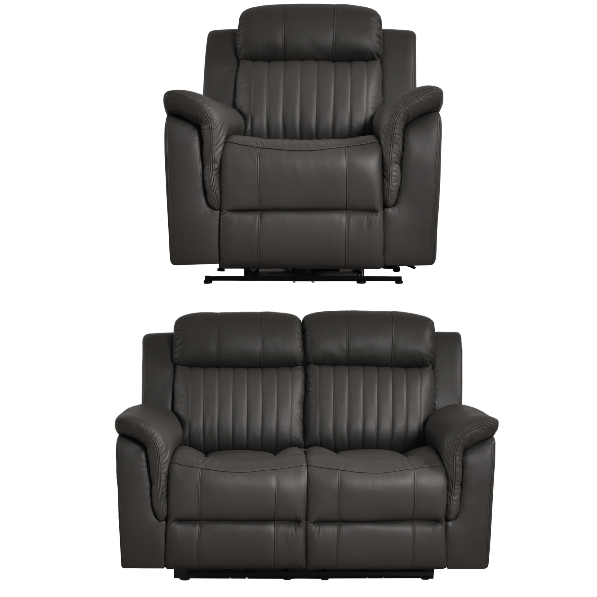 Cidliano Genuine Leather Grey Electric Power Recliner 2+1 Seater Sofa Set - Furniture Instore
