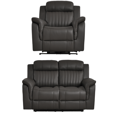 Cidliano Genuine Leather Grey Electric Power Recliner 2+1 Seater Sofa Set