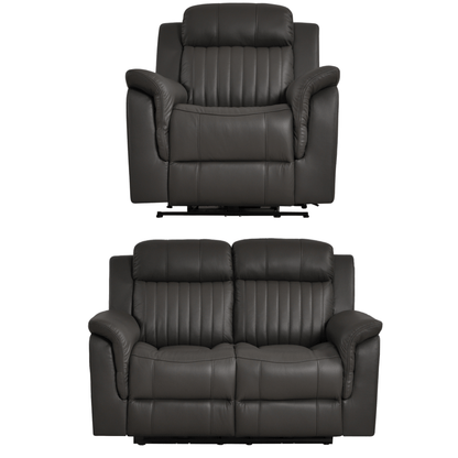 Cidliano Genuine Leather Grey Electric Power Recliner 2+1 Seater Sofa Set - Furniture Instore