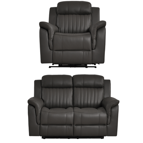 Cidliano Genuine Leather Grey Electric Power Recliner 2+1 Seater Sofa Set