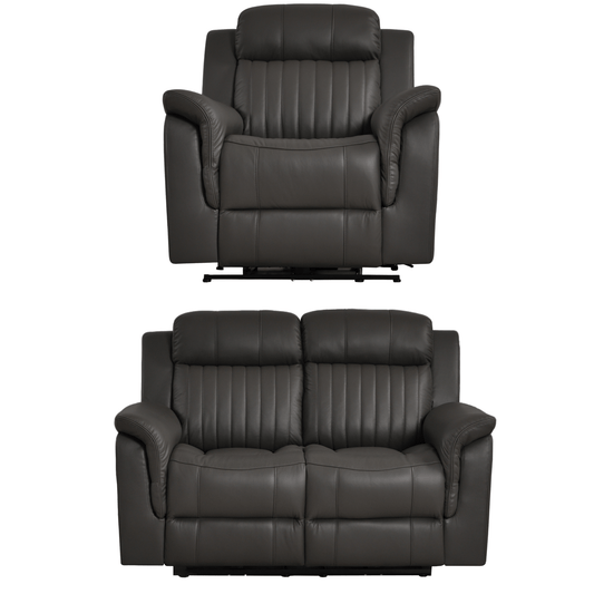 Cidliano Genuine Leather Grey Electric Power Recliner 2+1 Seater Sofa Set - Furniture Instore
