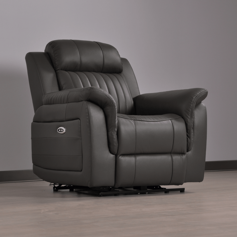 Cidliano Genuine Leather Grey Electric Power Recliner 2+1 Seater Sofa Set - Furniture Instore