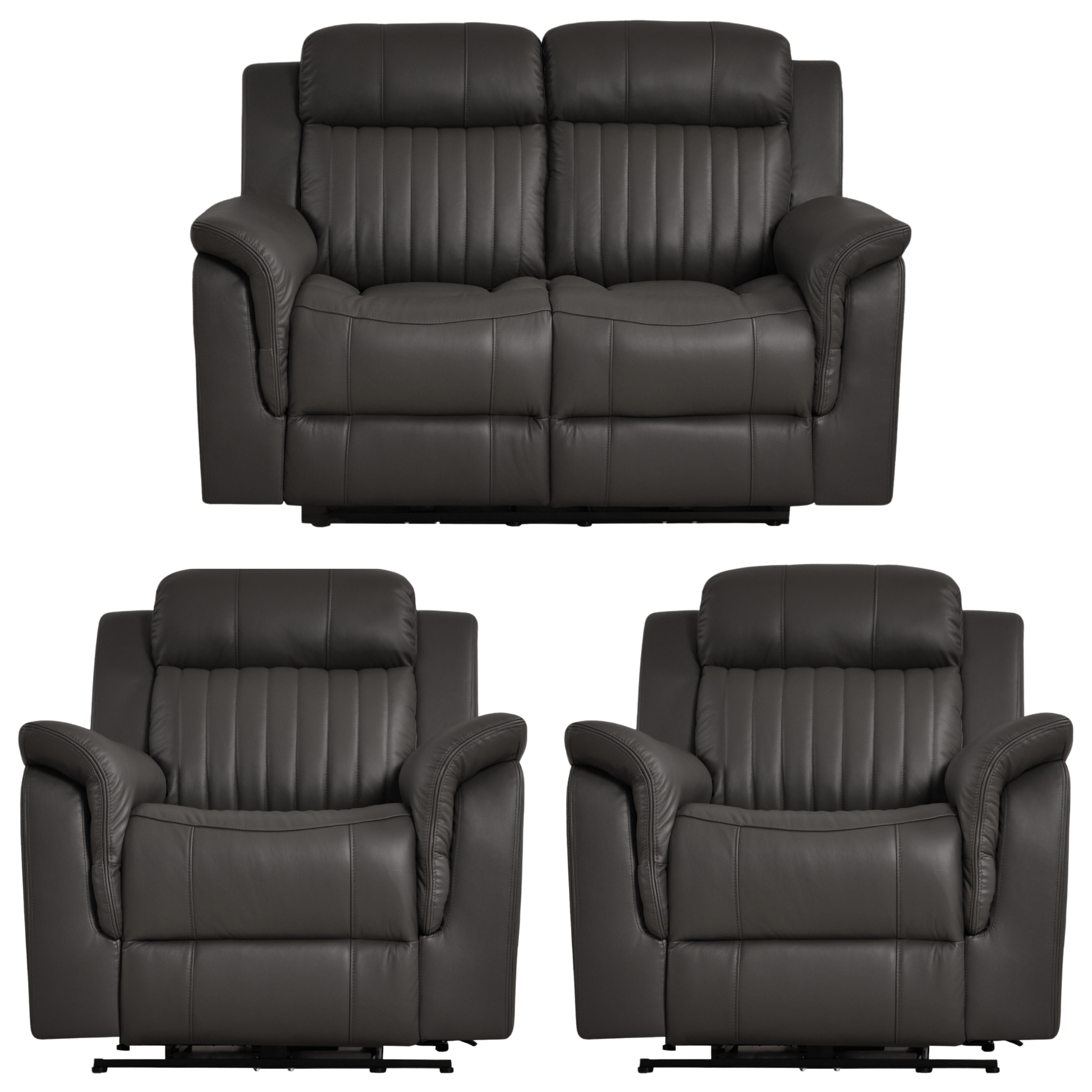 Cidliano Genuine Leather Grey Electric Power Recliner 2+1+1 Seater Sofa Set - Furniture Instore
