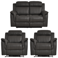 Cidliano Genuine Leather Grey Electric Power Recliner 2+1+1 Seater Sofa Set