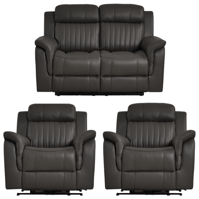 Cidliano Genuine Leather Grey Electric Power Recliner 2+1+1 Seater Sofa Set