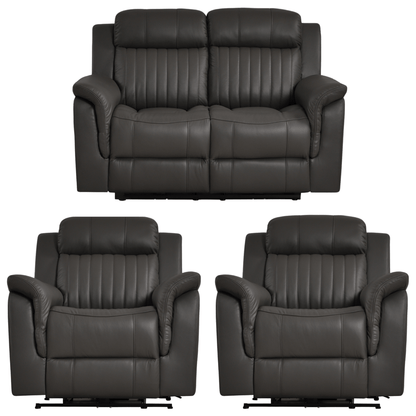 Cidliano Genuine Leather Grey Electric Power Recliner 2+1+1 Seater Sofa Set - Furniture Instore