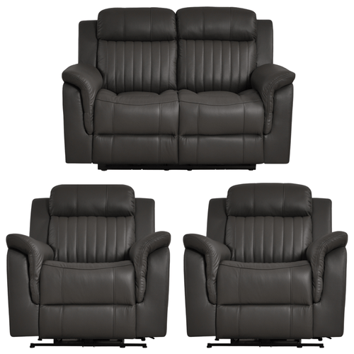 Cidliano Genuine Leather Grey Electric Power Recliner 2+1+1 Seater Sofa Set