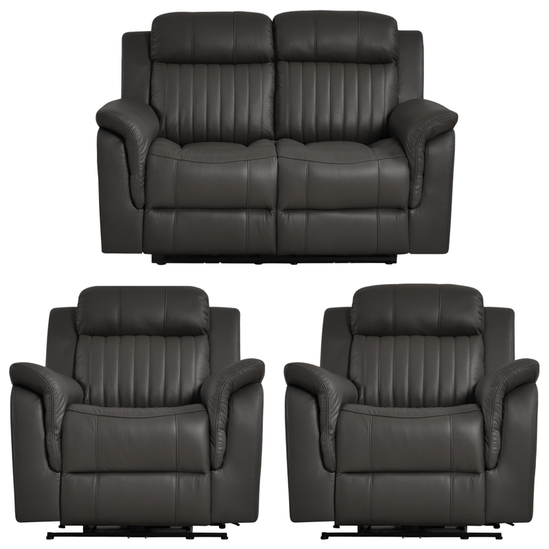 Cidliano Genuine Leather Grey Electric Power Recliner 2+1+1 Seater Sofa Set - Furniture Instore