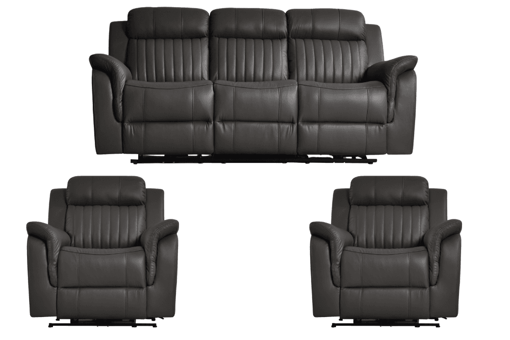 Cidliano Genuine Leather Grey Electric Power Recliner 3+1+1 Seater Sofa Set
