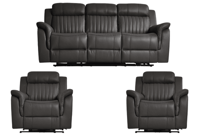 Cidliano Genuine Leather Grey Electric Power Recliner 3+1+1 Seater Sofa Set