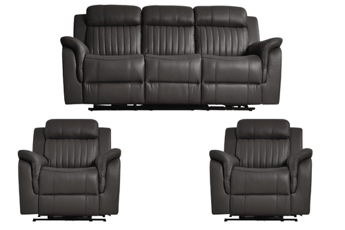 Cidliano Genuine Leather Grey Electric Power Recliner 3+1+1 Seater Sofa Set