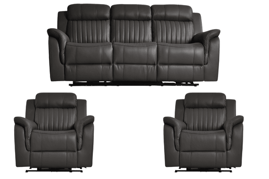 Cidliano Genuine Leather Grey Electric Power Recliner 3+1+1 Seater Sofa Set