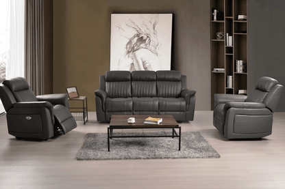 Cidliano Genuine Leather Grey Electric Power Recliner 3+1+1 Seater Sofa Set