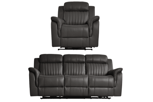 Cidliano Genuine Leather Grey Electric Power Recliner 3+1 Seater Sofa Set