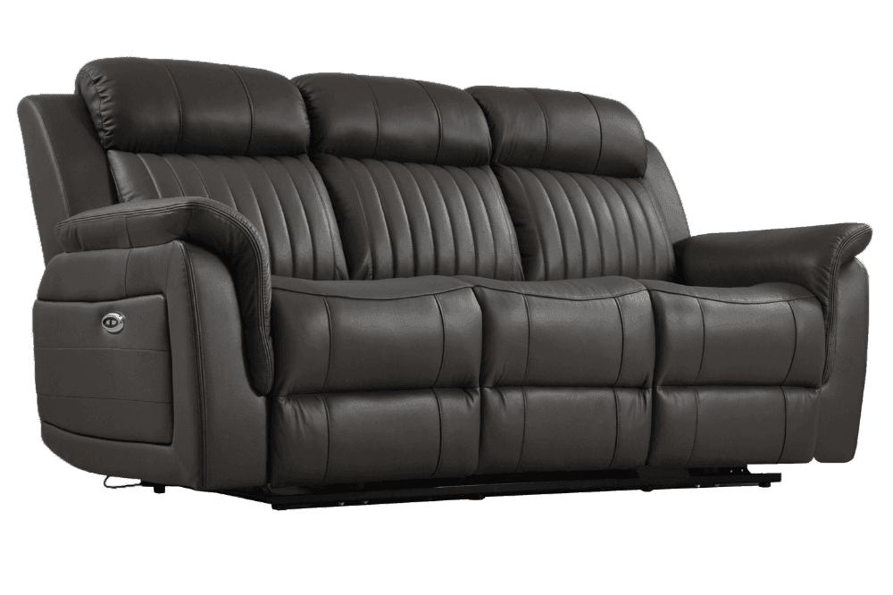 Cidliano Genuine Leather Grey Electric Power Recliner 3+1 Seater Sofa Set