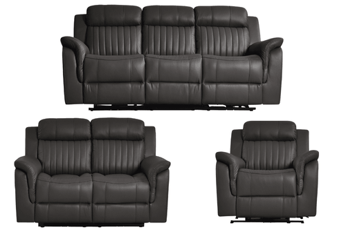 Cidliano Genuine Leather Grey Electric Power Recliner 3+2+1 Seater Sofa Set
