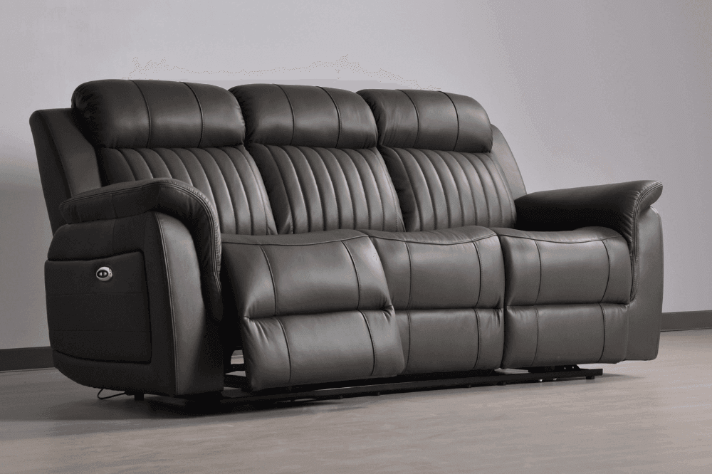 Cidliano Genuine Leather Grey Electric Power Recliner 3+2+1 Seater Sofa Set