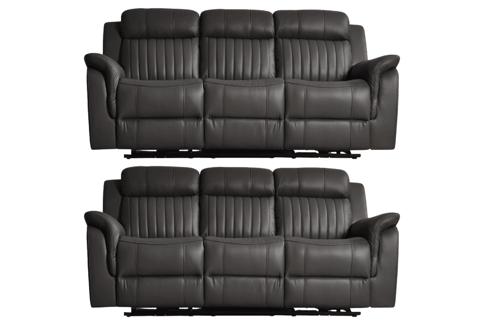 Cidliano Genuine Leather Grey Electric Power Recliner 3+3 Seater Sofa Set
