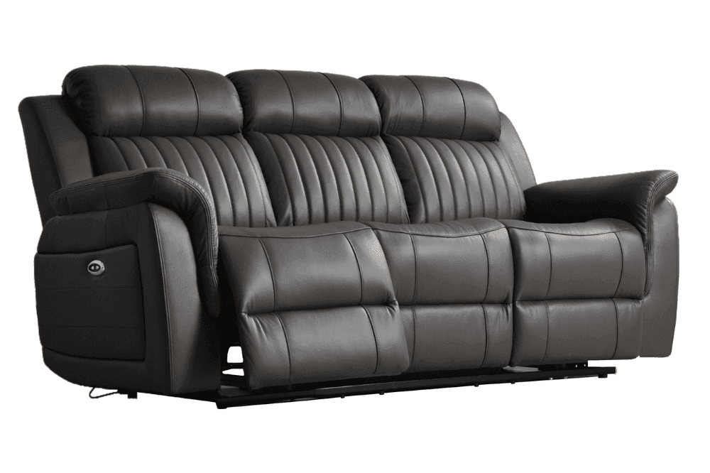 Cidliano Genuine Leather Grey Electric Power Recliner 3+3 Seater Sofa Set