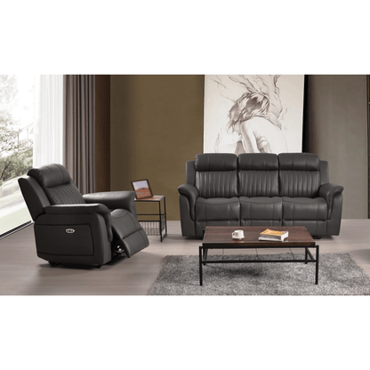 Cidliano Genuine Leather Grey Electric Power Recliner 3+1 Seater Sofa Set - Furniture Instore