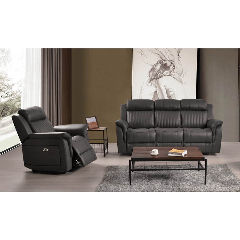 Cidliano Genuine Leather Grey Electric Power Recliner 3+1 Seater Sofa Set - Furniture Instore