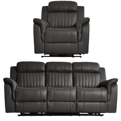 Cidliano Genuine Leather Grey Electric Power Recliner 3+1 Seater Sofa Set - Furniture Instore